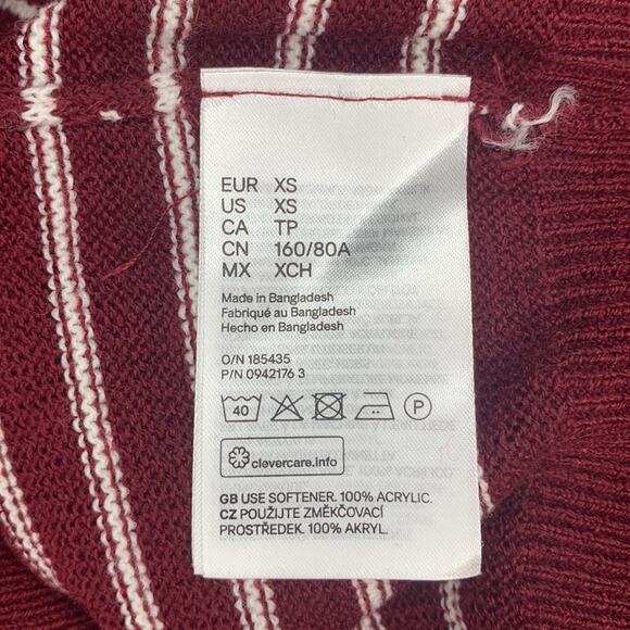 H&M Divided Fine Knit Striped Burgundy and White Pullover Size XS - Picture 10 of 10